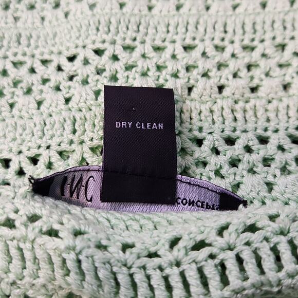 INC Women's Seafoam Green 3/4 Sleeve Open Knit Button Silk Cardigan Size SM - Picture 8 of 9